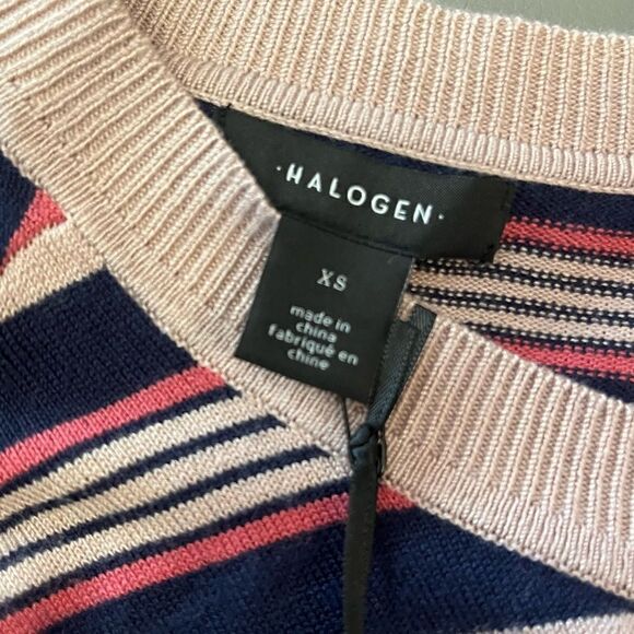 Halogen Striped Crewneck Cardigan  - Picture 9 of 11